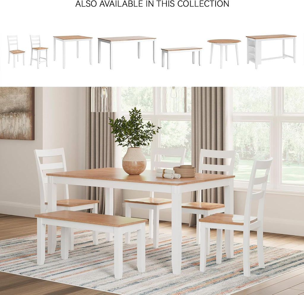 Signature Design by Ashley Gesthaven Solid Wood Frame Dining Chair, Set of 2, White/Natural