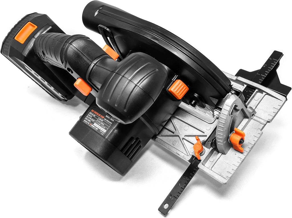 WEN Cordless Circular Saw, 6.5-Inch Blade with 20V Max 4.0 Ah Lithium-Ion Battery and Charger (20625)