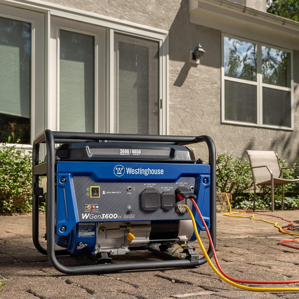 Westinghouse 4650 Peak Watt Portable Generator, RV Ready 30A Outlet, Gas Powered, CO Sensor