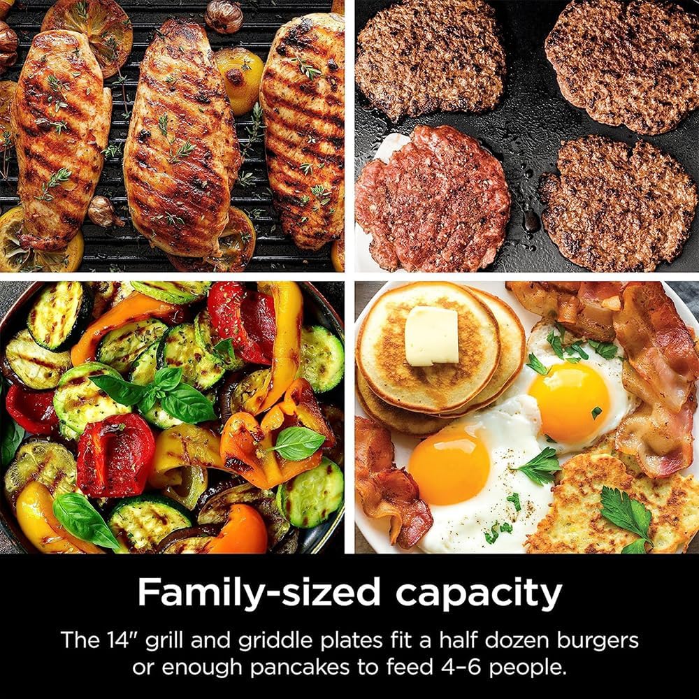 Ninja GR100 Sizzle Smokeless Indoor Grill (Renewed) Bundle with 2 Year Enhanced Protection Pack