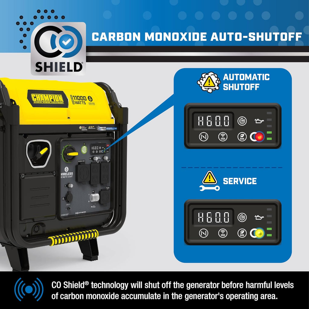 Champion Power Equipment 11,000-Watt Wireless Remote Start Home Backup Portable Inverter Generator with Quiet Technology and Free 3-Year Warranty