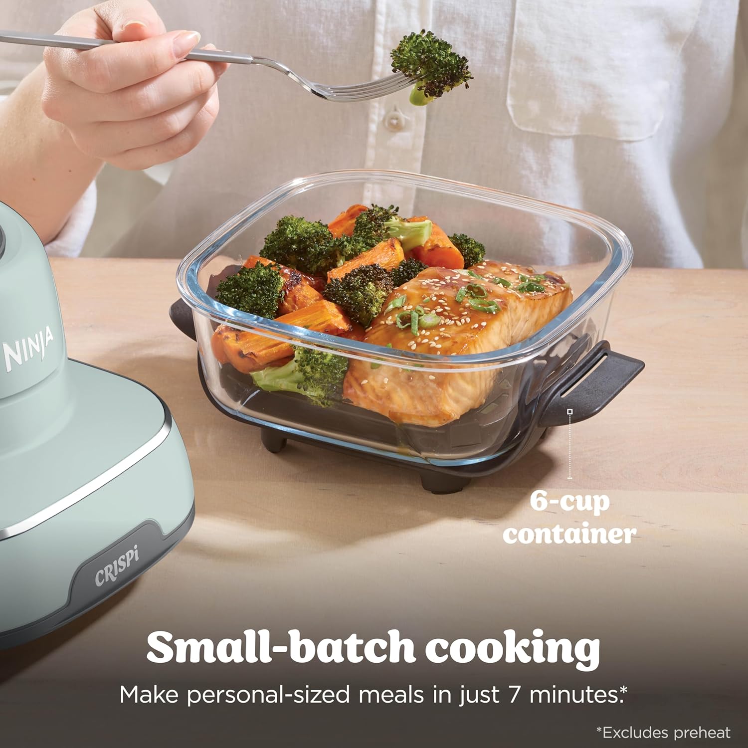 Ninja Crispi 4-in-1 Glass Air Fryer | With Non-Toxic 4QT & 6-Cup Glass Containers & Lids | Microwave, Freezer, Dishwasher Safe | 450°F Max Temp |1500 Watt | Green | FN101SG