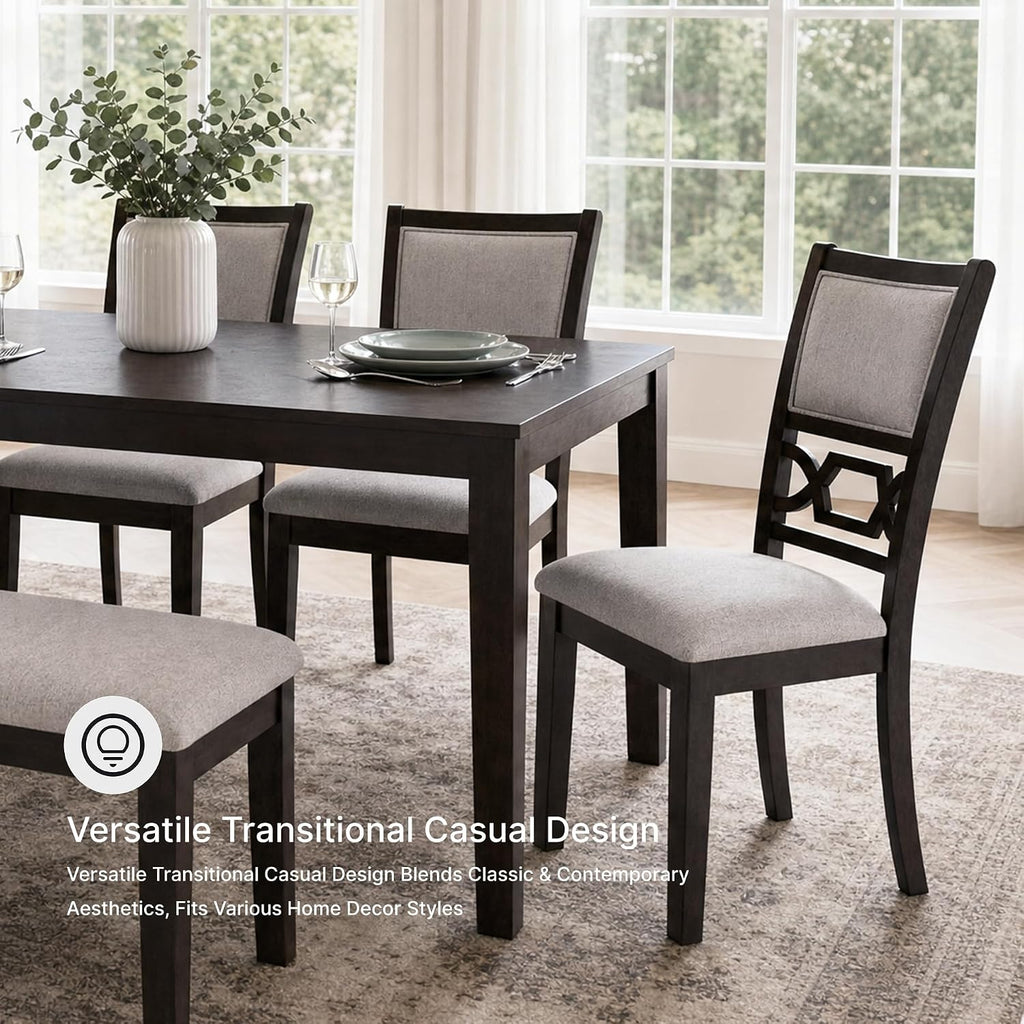 Signature Design by Ashley Langwest Dining Room Table Set, 4 Upholstered Chairs and Bench, Seats 6, Cushioned Seats, Wood, Cherry Brown