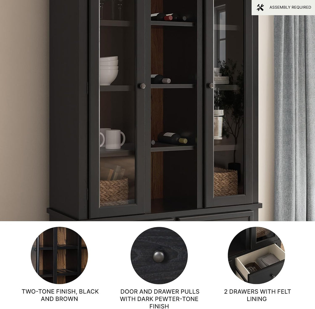 Signature Design by Ashley Chadworth Classic Curio with Anti-Tipping and Removable Shelf, Black