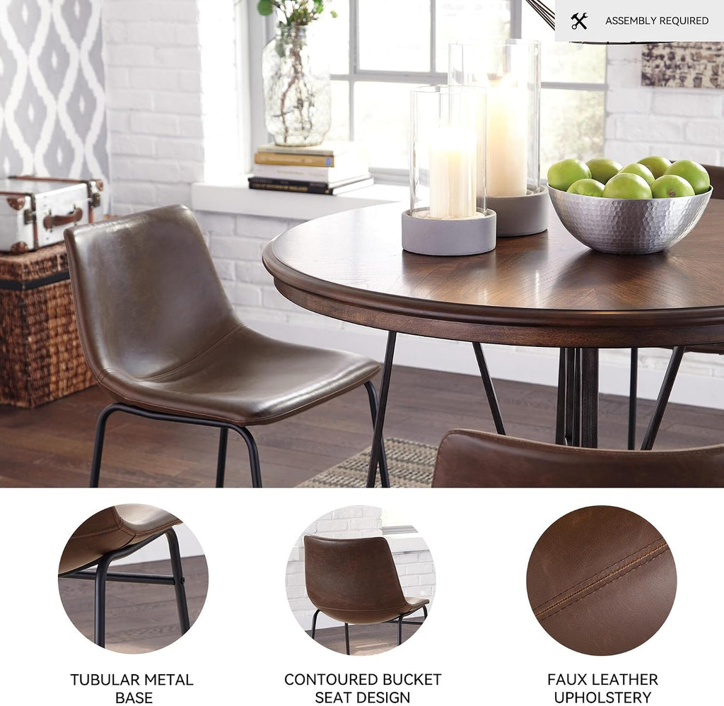 Signature Design by Ashley Mid Century Centiar 18.75" Dining Bucket Chair, 2 Count, Black and Brown