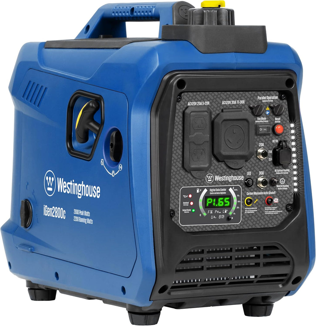 Westinghouse 2800 Peak Watt Super Quiet & Lightweight Portable Inverter Generator, Gas Powered, CO Sensor, Parallel Capable, Long Run Time