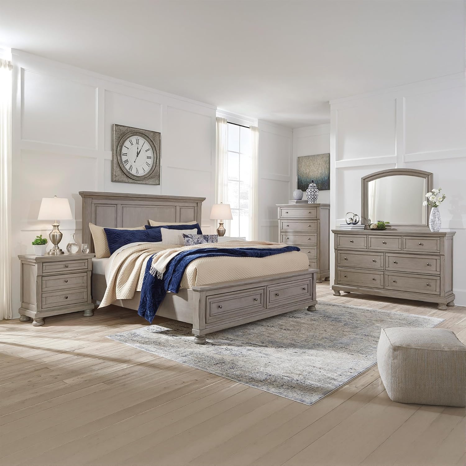 Signature Design by Ashley Lettner Traditional 5 Drawer Chest with Dovetail Construction, Light Gray
