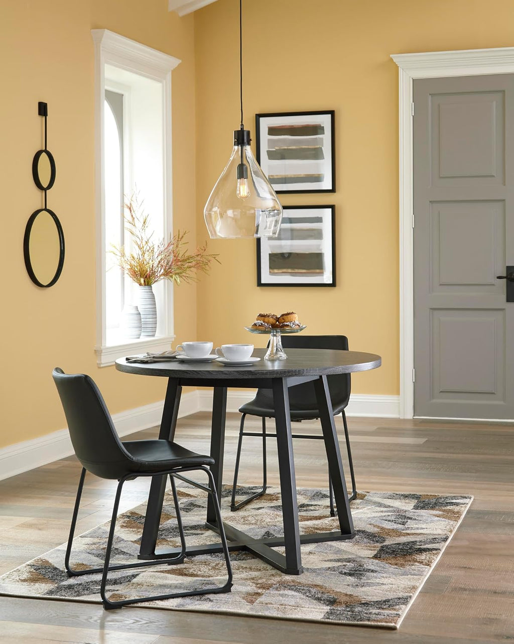 Signature Design by Ashley Centiar Mid Century Dining Room Bucket Chair, 2 Count, Black
