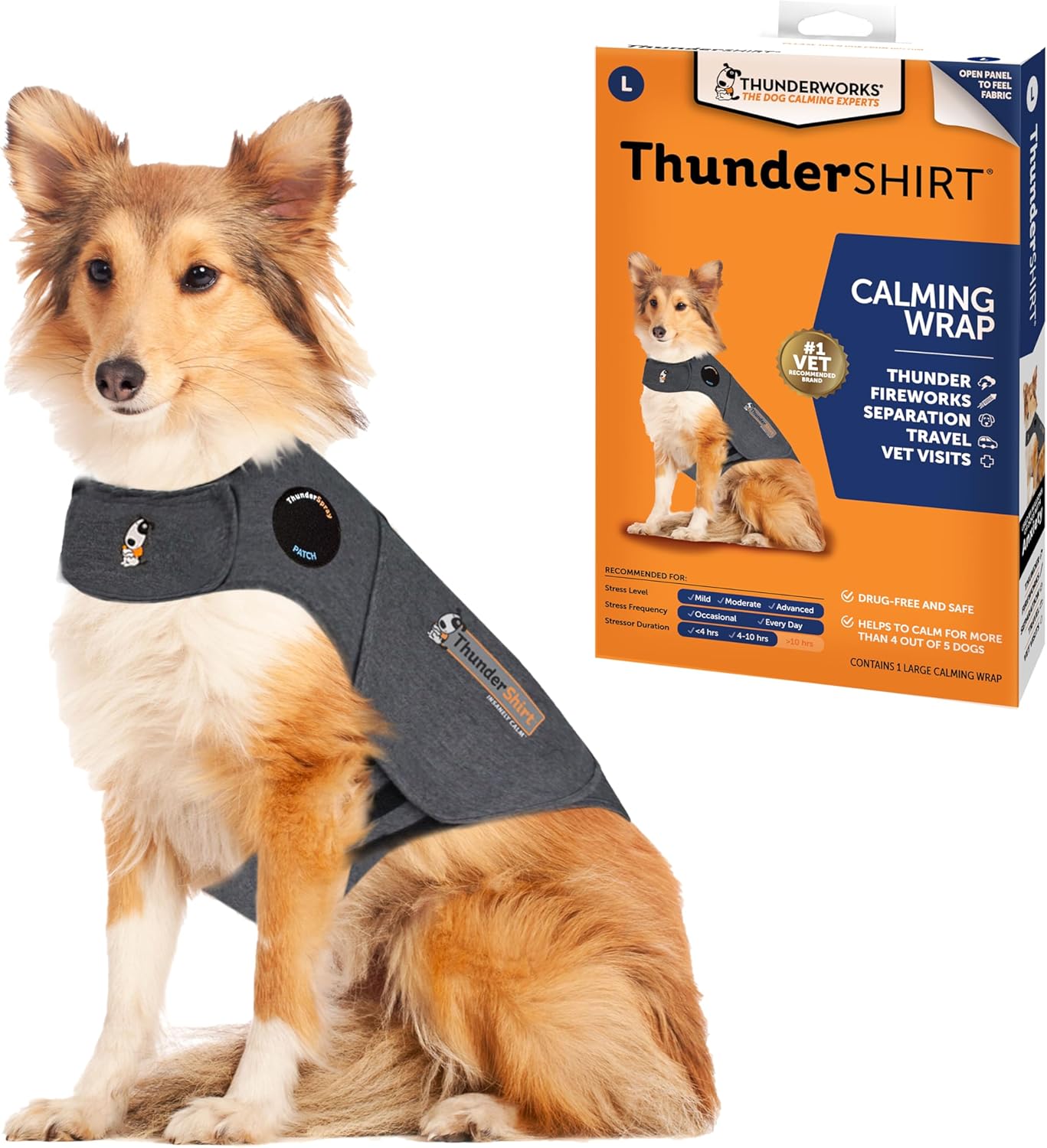 ThunderShirt for Dogs, Medium, Heather Gray Classic - Dog Anxiety Relief Calming Vest