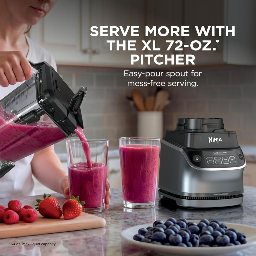 Ninja UltraCrush Professional Kitchen System | 1500W, 72oz Full-Size Blender, 8-Cup Food Processor & 18 oz To-Go Cup | Total Crushing Technology, Smoothies, Ice Crush, Chopping | Silver | BP401 (2026)