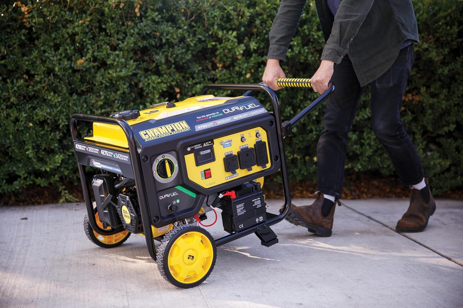 Champion Power Equipment 4750-Watt Electric Start Dual Fuel RV Ready Portable Generator with Free 3-Year Warranty, CARB Compliant