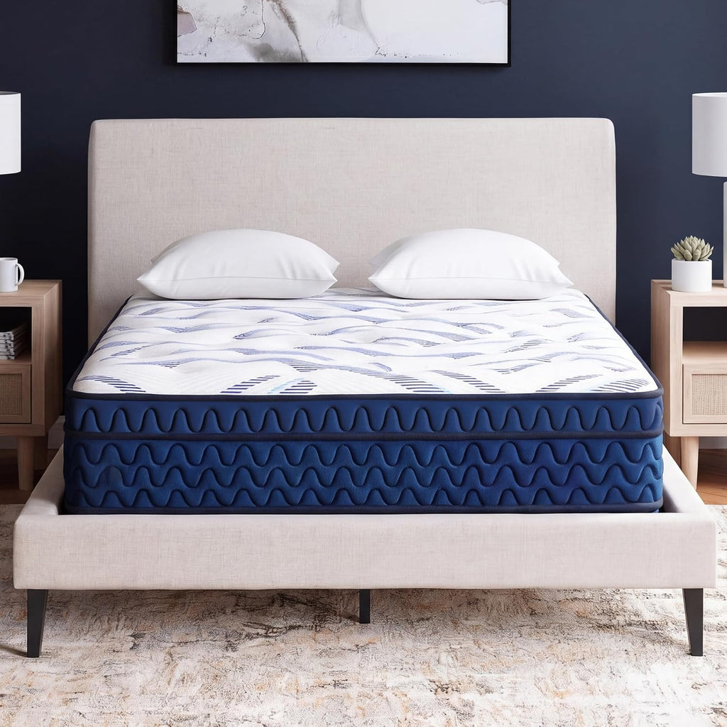 Signature Design by Ashley Chime 12 Hybrid Innerspring Queen Size Mattress, Medium Firm Feel, Gel Memory Foam for Lumbar Support, Mattress in a Box, 12 Inch