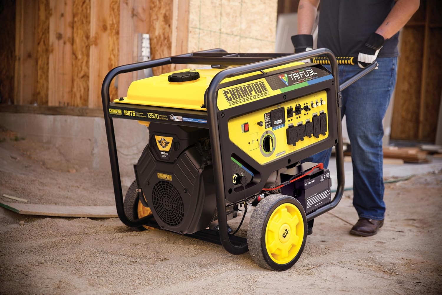 Champion Power Equipment 16,875-Watt Electric Start Tri Fuel Home Backup Portable Generator, Free 3-Year Warranty