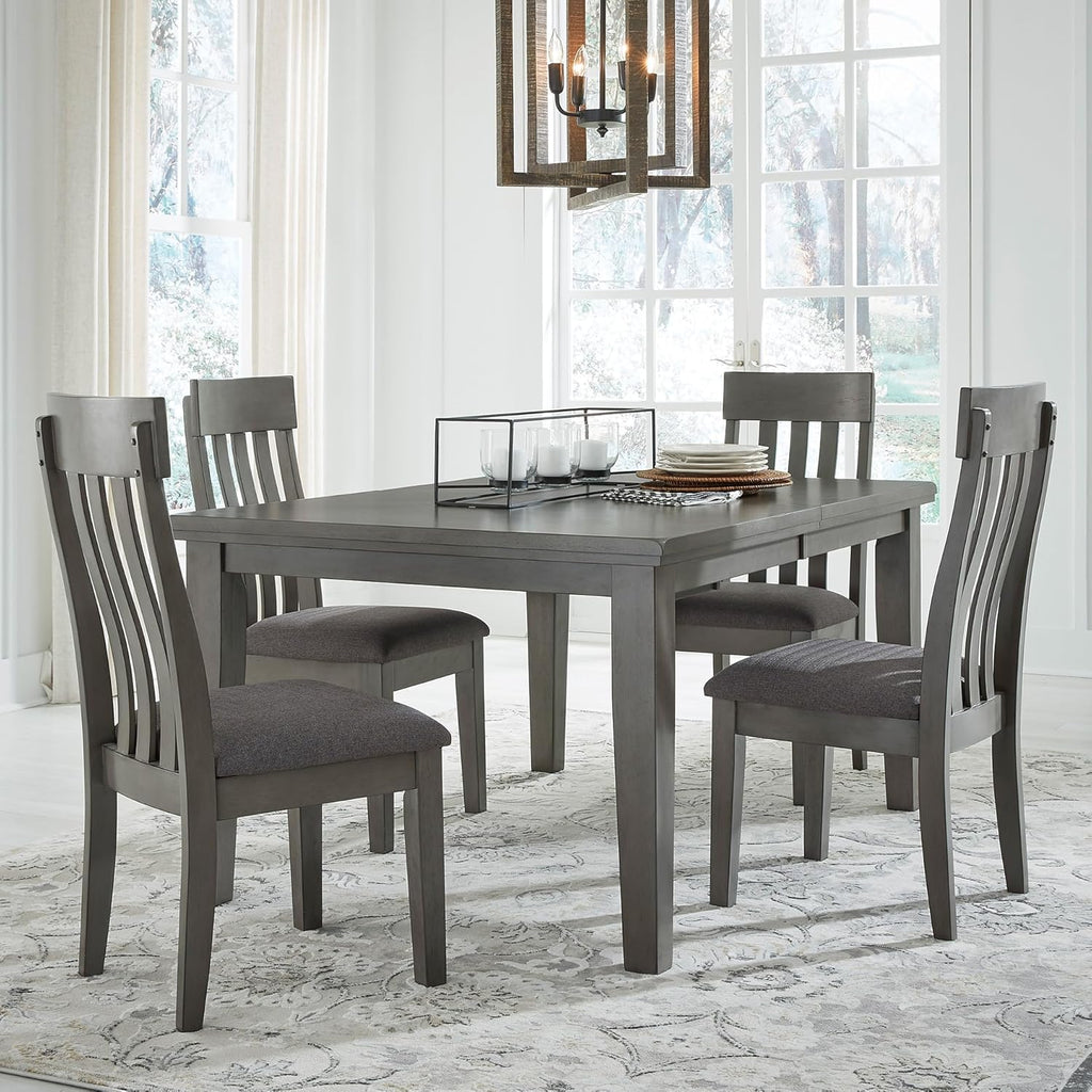 Signature Design by Ashley Hallanden Contemporary Dining Upholstered Side Chair, Set of 2, Armless, Comb Back Design, Wood Frame, Gray