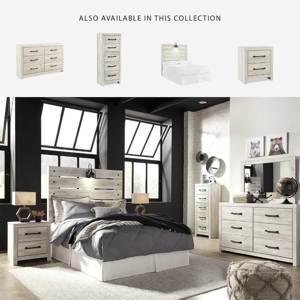 Signature Design by Ashley Cambeck Farmhouse Industrial 6 Drawer Dresser, Whitewash