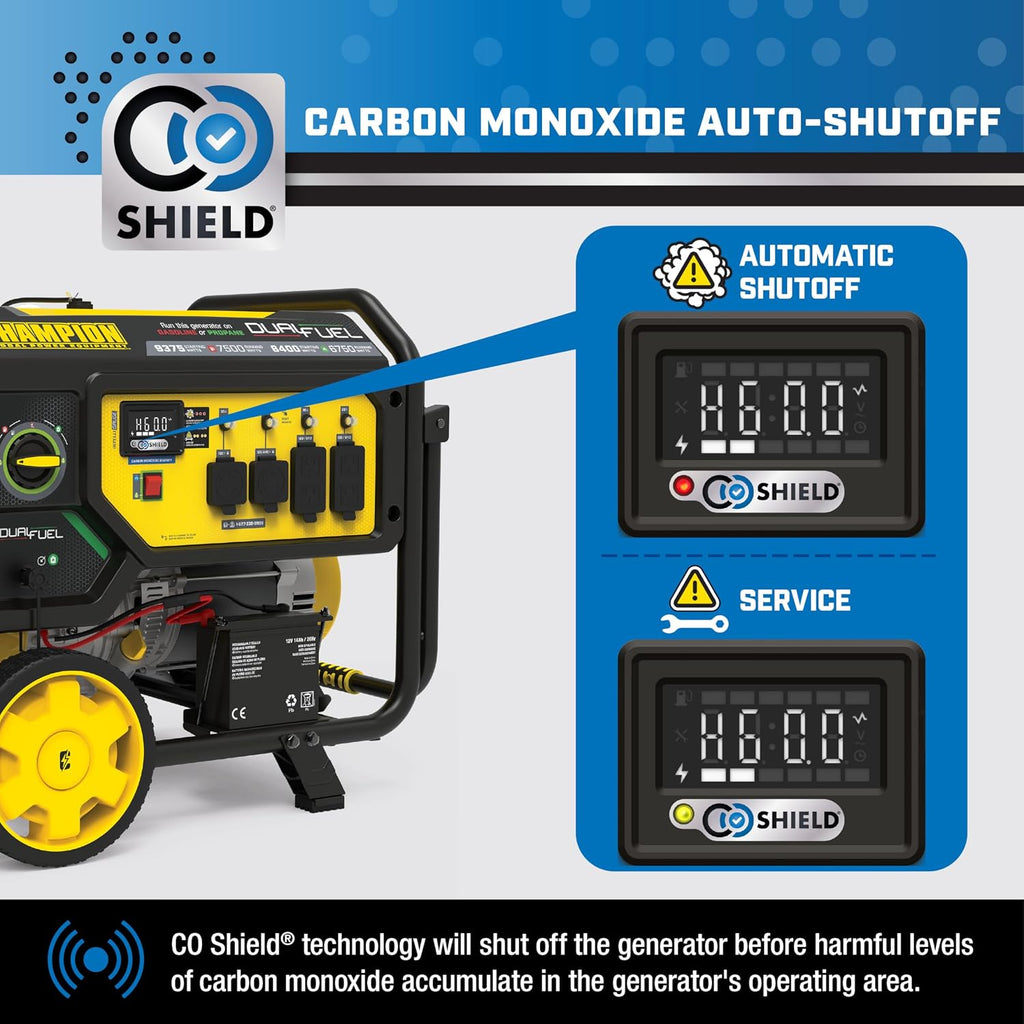Champion Power Equipment 9375-Watt Dual Fuel Portable Generator with Electric Start and Free 3-Year Warranty