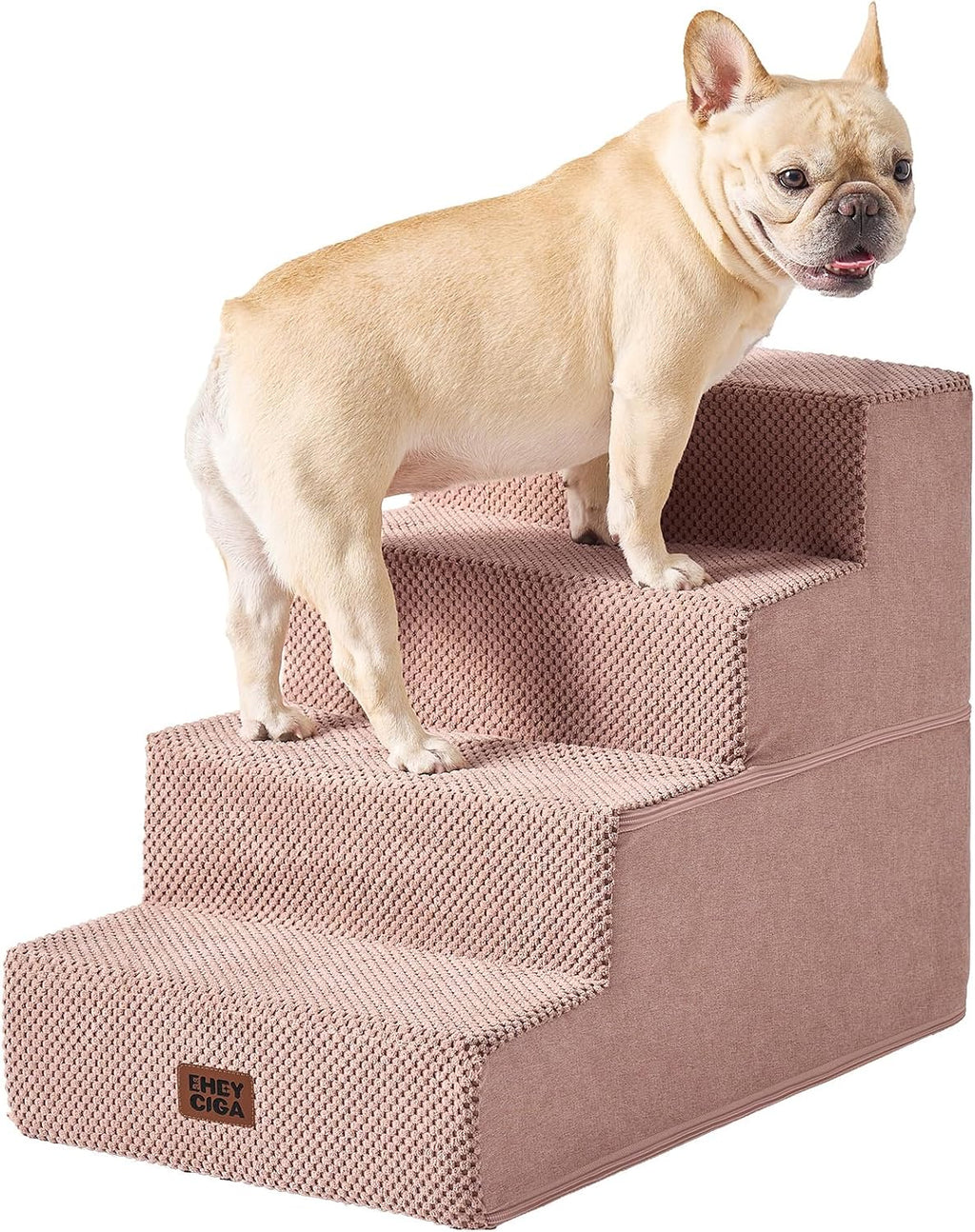EHEYCIGA Dog Stairs for Bed 18" H, 4-Step Dog Steps for High Bed, Pet Steps for Small Dogs and Cats, Non-Slip Balanced Pet Ramp Indoor, Grey