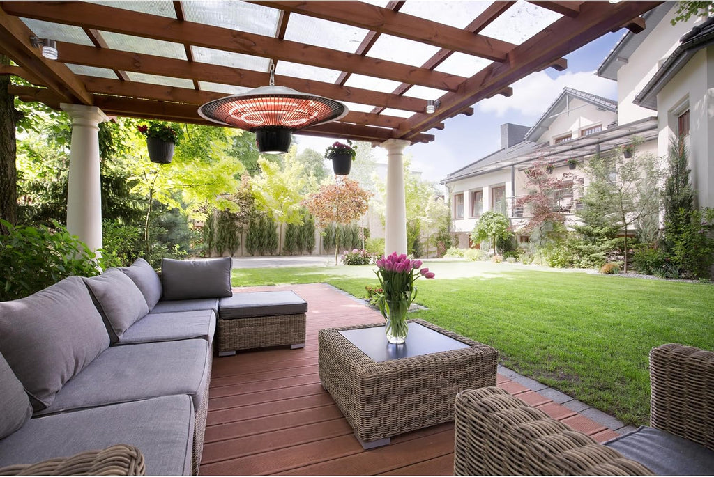 Westinghouse Outdoor Ceiling Patio Heater, Water Resistant, Adjustable Heat Output Up to 1500W, Auto Shut Off Overheat Protection, Hanging Infrared Heater for Patio Cover, Gazebo, Pergola, & More