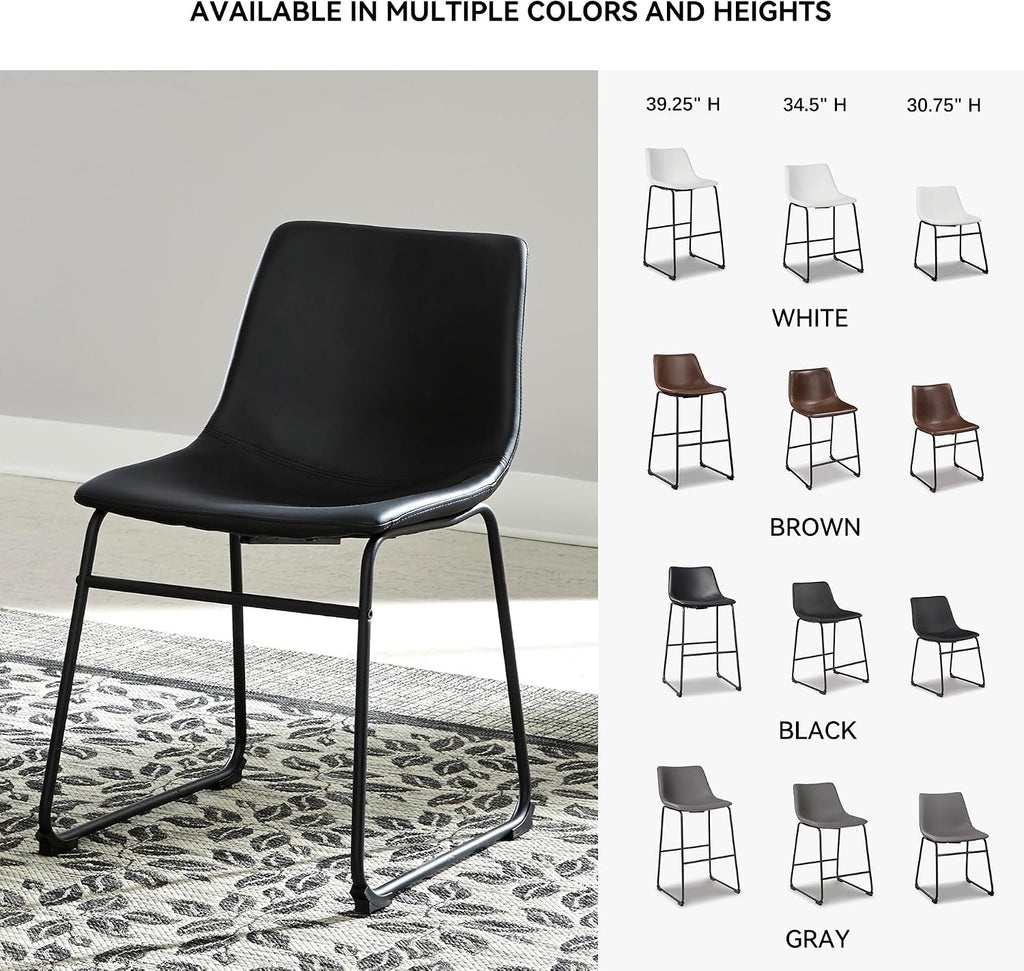 Signature Design by Ashley Centiar Mid Century Dining Room Bucket Chair, 2 Count, Black