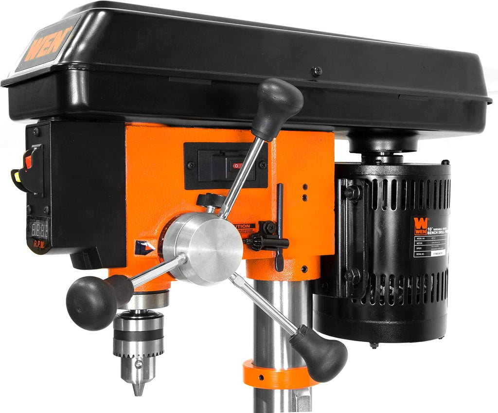 WEN 4212T 5-Amp 10-Inch Variable Speed Cast Iron Benchtop Drill Press with Laser