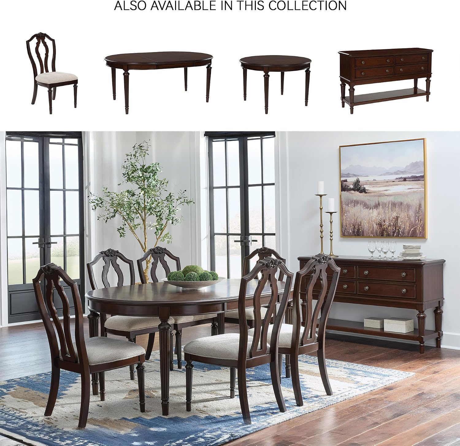 Signature Design by Ashley Traditional Upholstered Side Chairs, Dining Chairs Set of 2, Hardwood and Engineered Wood Frame with Cherry Brown Finish, Ideal for Formal Dining Rooms, Tan