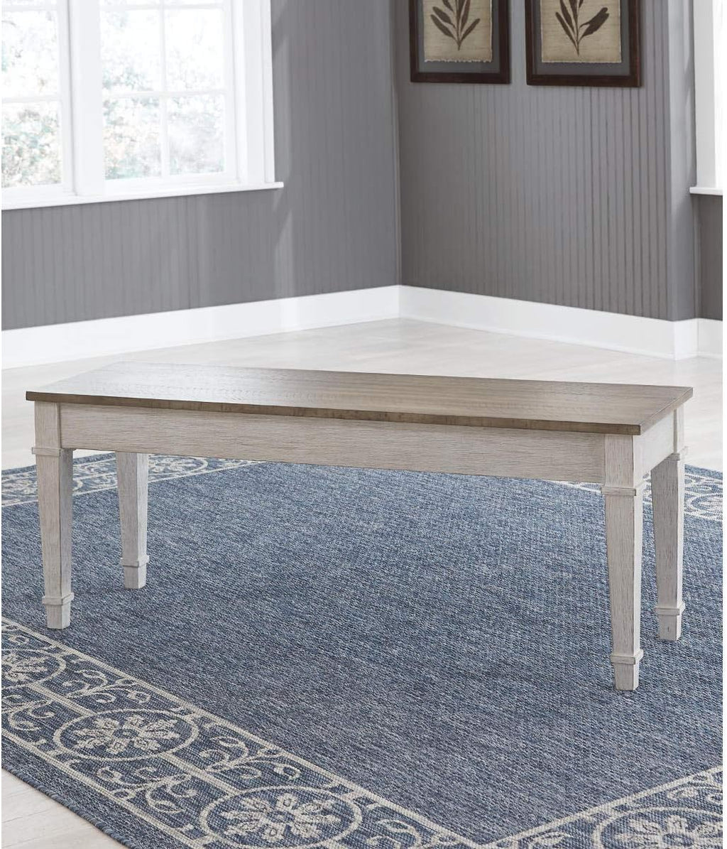 Signature Design by Ashley Skempton Farmhouse Storage Bench, Distressed Finish, Seat With Hidden Storage, Wood, 48" W x 15" D x 18.5" H, White & Light Brown