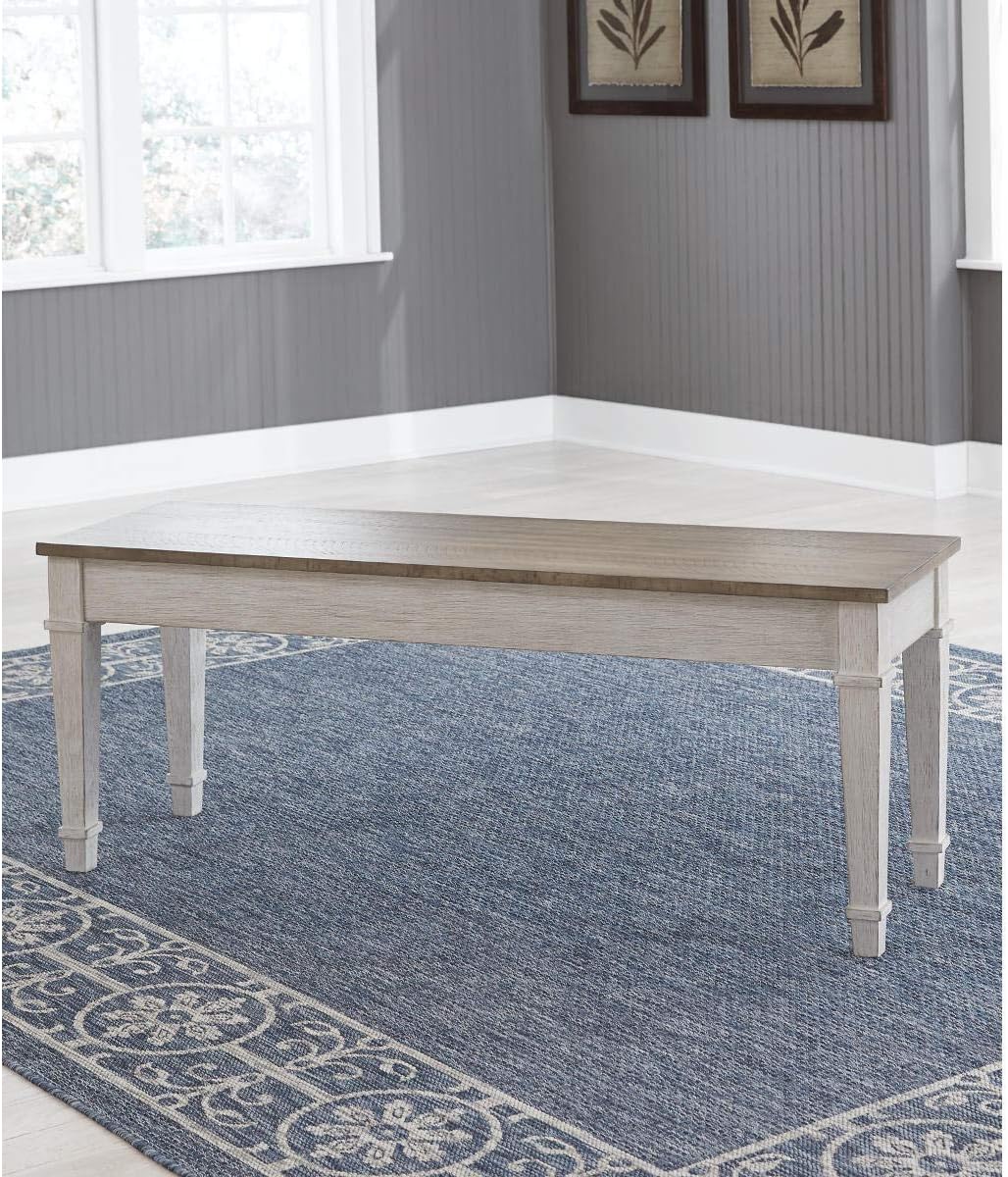 Signature Design by Ashley Skempton Farmhouse Storage Bench, Distressed Finish, Seat With Hidden Storage, Wood, 48" W x 15" D x 18.5" H, White & Light Brown