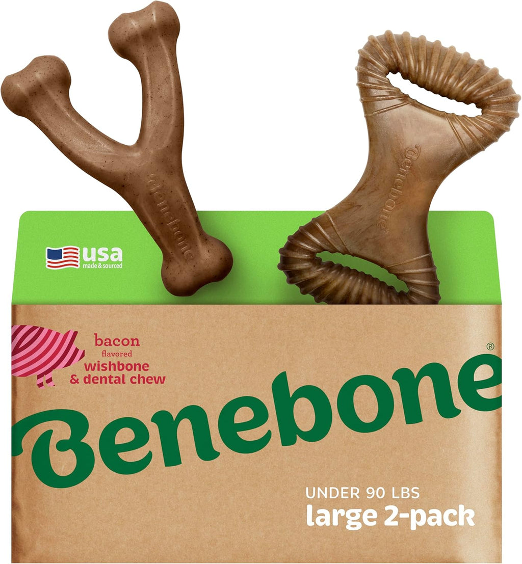 Benebone Medium 4-Pack Dog Toys for Aggressive Chewers – Durable Dog Bones, Made in USA – Dog Toys for Medium Dogs Under 60 lbs