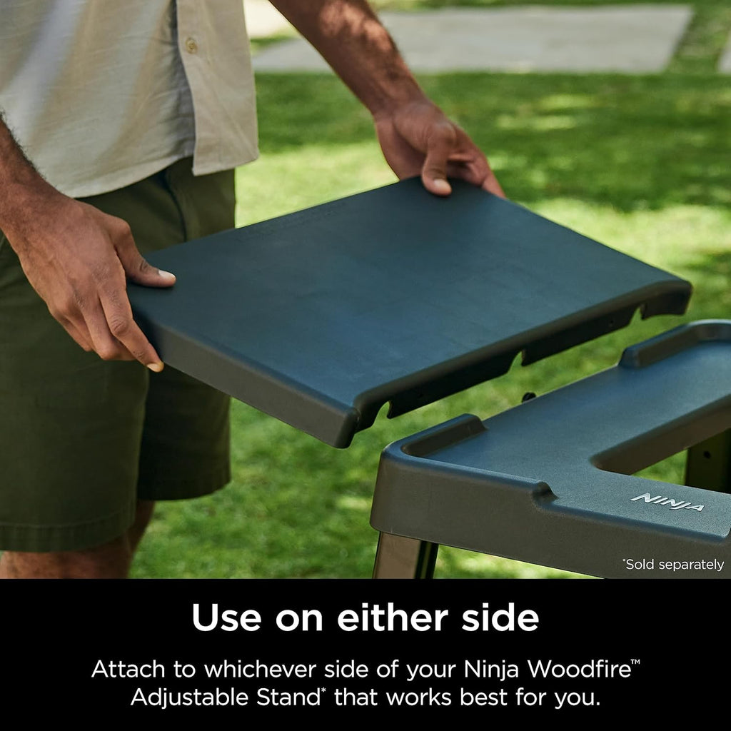 Ninja XSKUSSDTBL Woodfire Attachable Side Table, Compatible with Ninja Woodfire Universal Stand, Side Utensil Holder, Left or Right Compatible, Weather-Resistant, Black