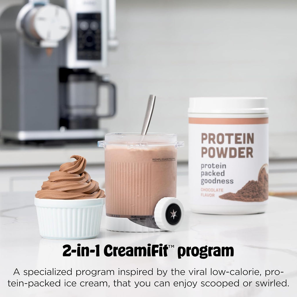 Ninja CREAMi Swirl Ice Cream and Soft Serve Maker, Sorbet, Milkshake, Frozen Yogurt, Low Calories Program & More, 13-in-1, Soft Serve Handle & (2) CREAMi Swirl 16oz Pints, For Kids & ALL ages, NC701C