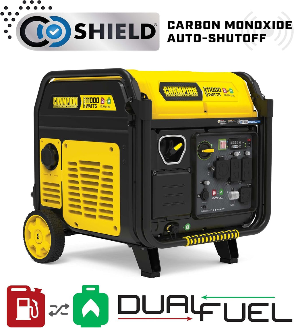 Champion Power Equipment 11,000-Watt Electric Start Dual Fuel Home Backup Portable Inverter Generator with Quiet Technology and Free 3-Year Warranty