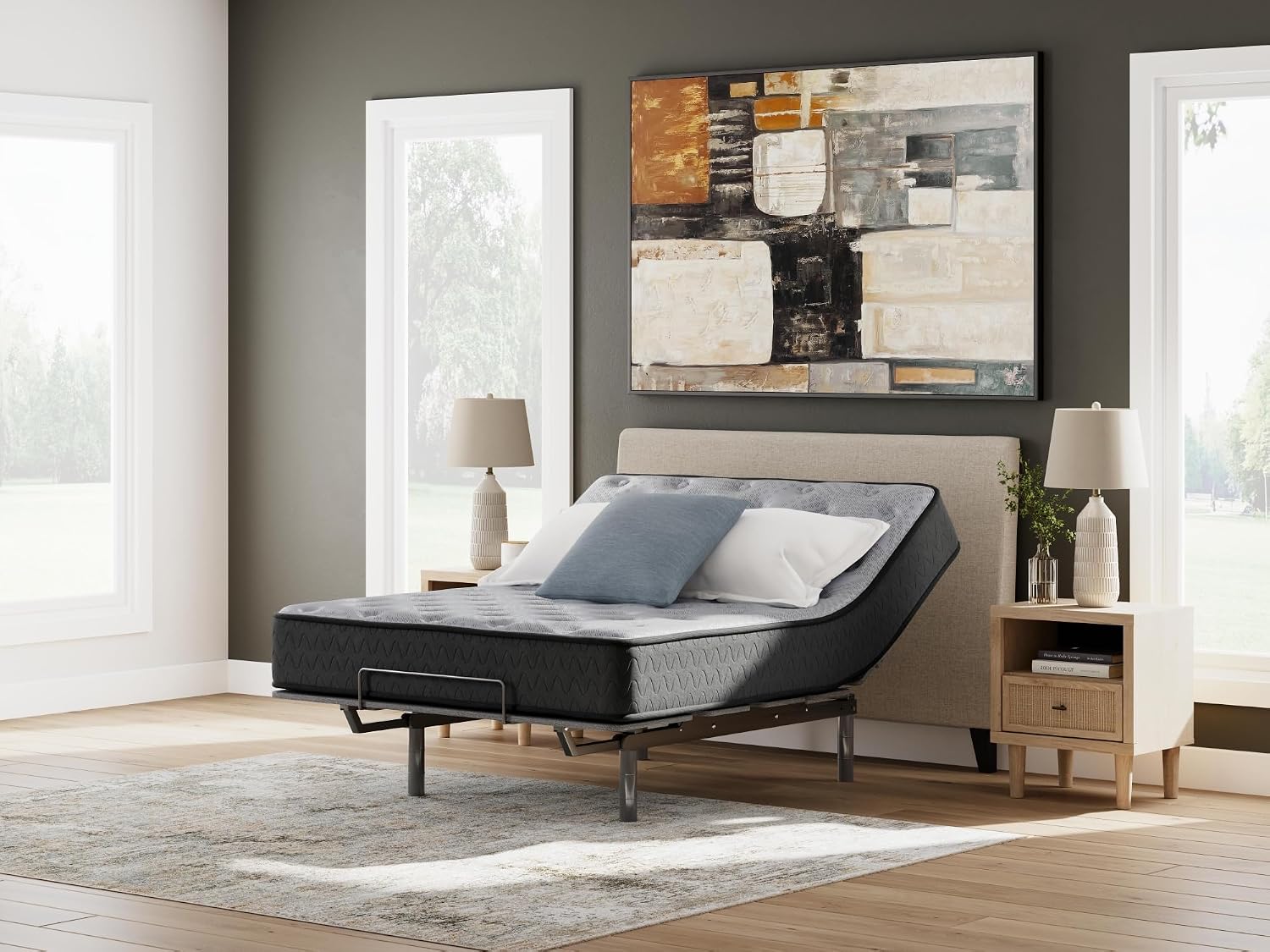 Signature Design by Ashley Comfort Plus 10 Inch Medium Stain Resistant Gel Memory Foam Hybrid Mattress with Edge Support for Cool Sleep and Pressure Relief, Queen, Fiberglass-Free, Mattress in A Box