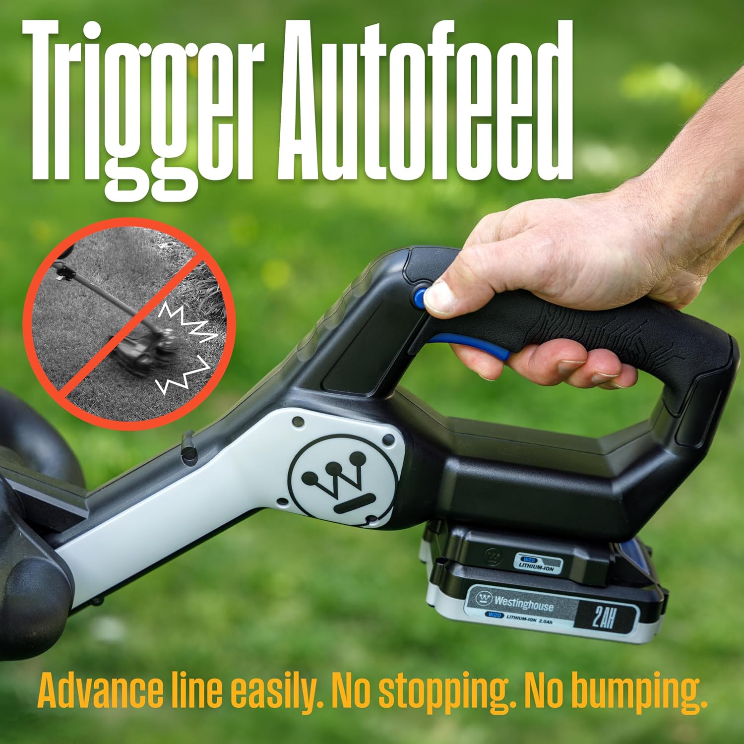 Westinghouse 20V 2-in-1 Cordless String Trimmer and Edger, 12 Inch Cutting Path with 2.0Ah Battery and Charger