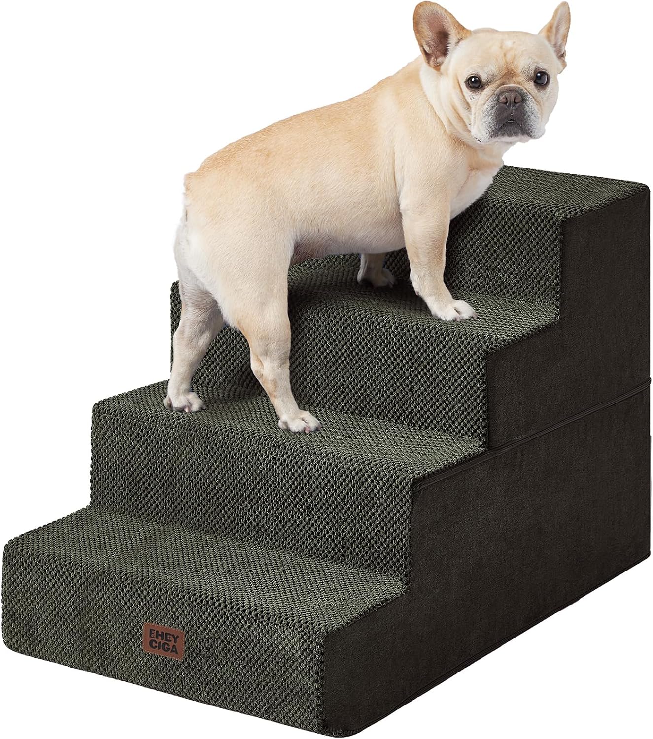 EHEYCIGA Dog Stairs for Bed 18" H, 4-Step Dog Steps for High Bed, Pet Steps for Small Dogs and Cats, Non-Slip Balanced Pet Ramp Indoor, Grey
