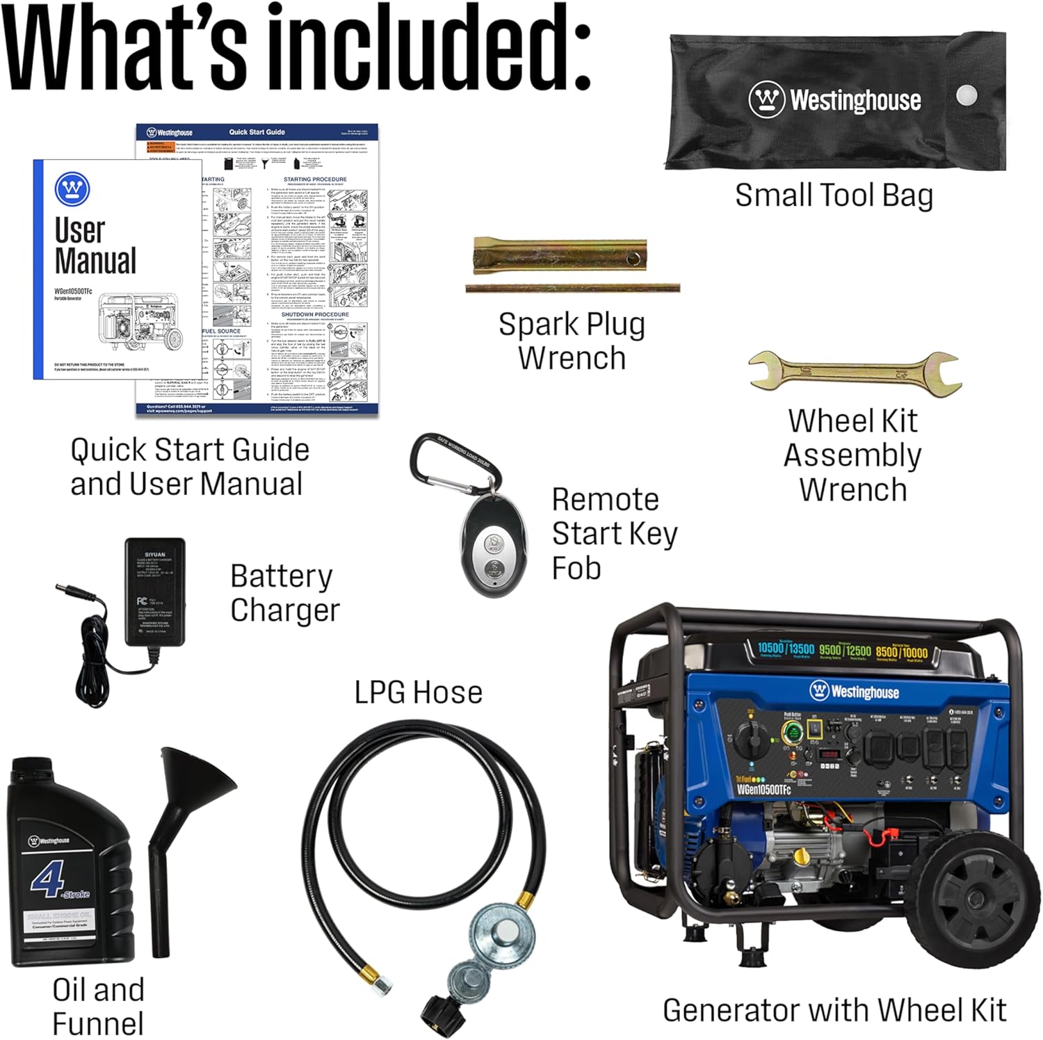 Westinghouse 13500 Peak Watt Tri-Fuel Home Backup Portable Generator, Remote Electric Start, Transfer Switch Ready, Gas, Propane, and Natural Gas Powered