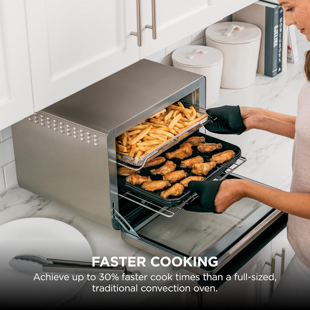 Ninja Air Fryer & Toaster Oven Combo | 10-in-1 Foodi XL Pro Air Fry Countertop Oven | Fit a 5-lb Chicken & Sheet Pan of Vegetables | Bake, Dehydrate, Toast & More |1800 Watts | Stainless Steel | DT201