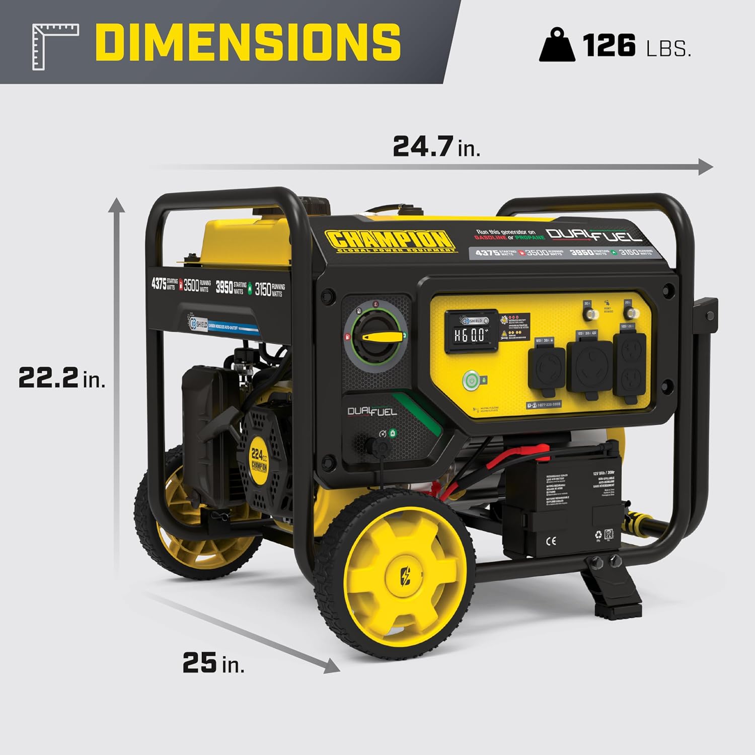 Champion Power Equipment 4375-Watt Portable Generator | Wireless Start, Dual Fuel, RV Ready, Free 3-Year Warranty