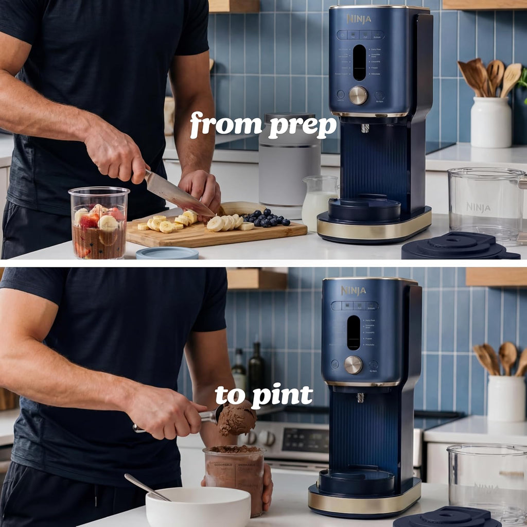 Ninja® CREAMi® XL 11-in-1 Ice Cream Maker for Ice Cream, Sorbet, Gelato & More, Now Featuring Dariy Free, Smoothie Bowl, and CreamiFit™, Includes (2) Family-Sized 24.oz Tubs, Navy, NC601