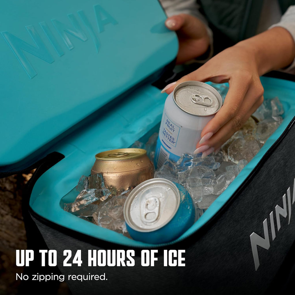 Ninja | Backpack Cooler | FrostVault Go 36 Can Soft Cooler | Leakproof Zipper with Built in Can Opener, 2 Ice Packs & Dry Storage Drawer | for Hiking, Camping & More |Charcoal Gray | FF136CG