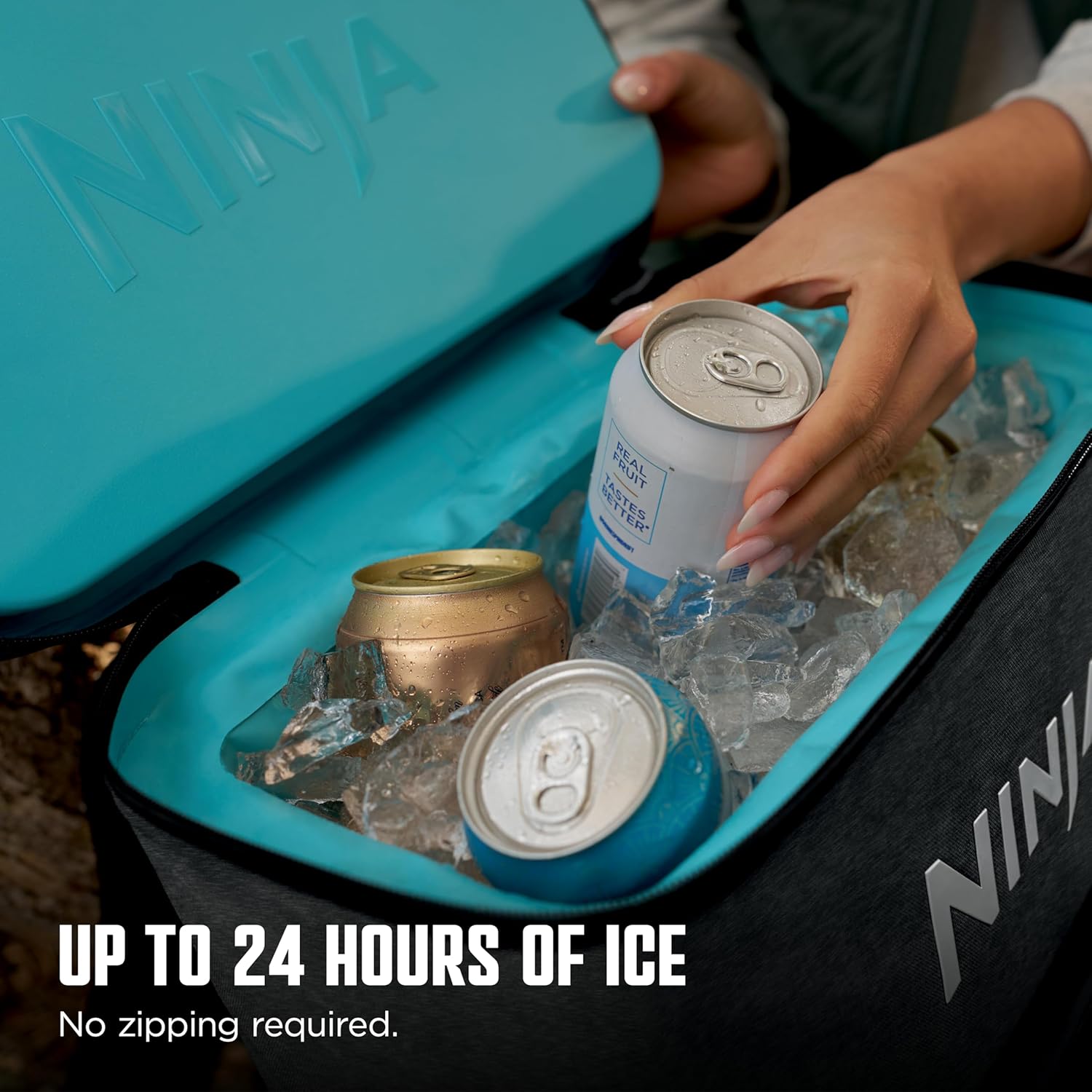 Ninja | Backpack Cooler | FrostVault Go 36 Can Soft Cooler | Leakproof Zipper with Built in Can Opener, 2 Ice Packs & Dry Storage Drawer | for Hiking, Camping & More |Charcoal Gray | FF136CG