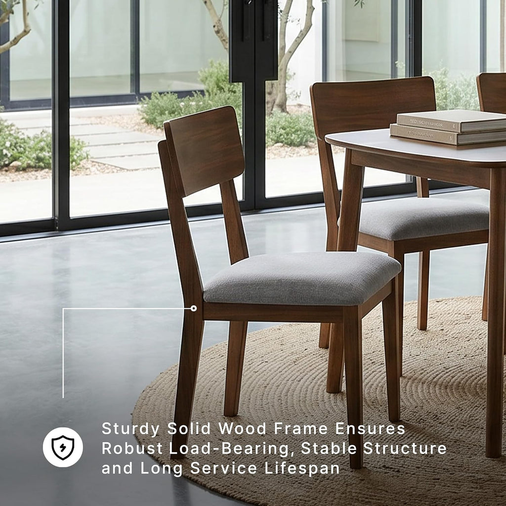 Signature Design by Ashley Allstream Mid-Century Modern Dining Table and Chairs Set with Cushioned Seat, Set of 5, Brown & Gray