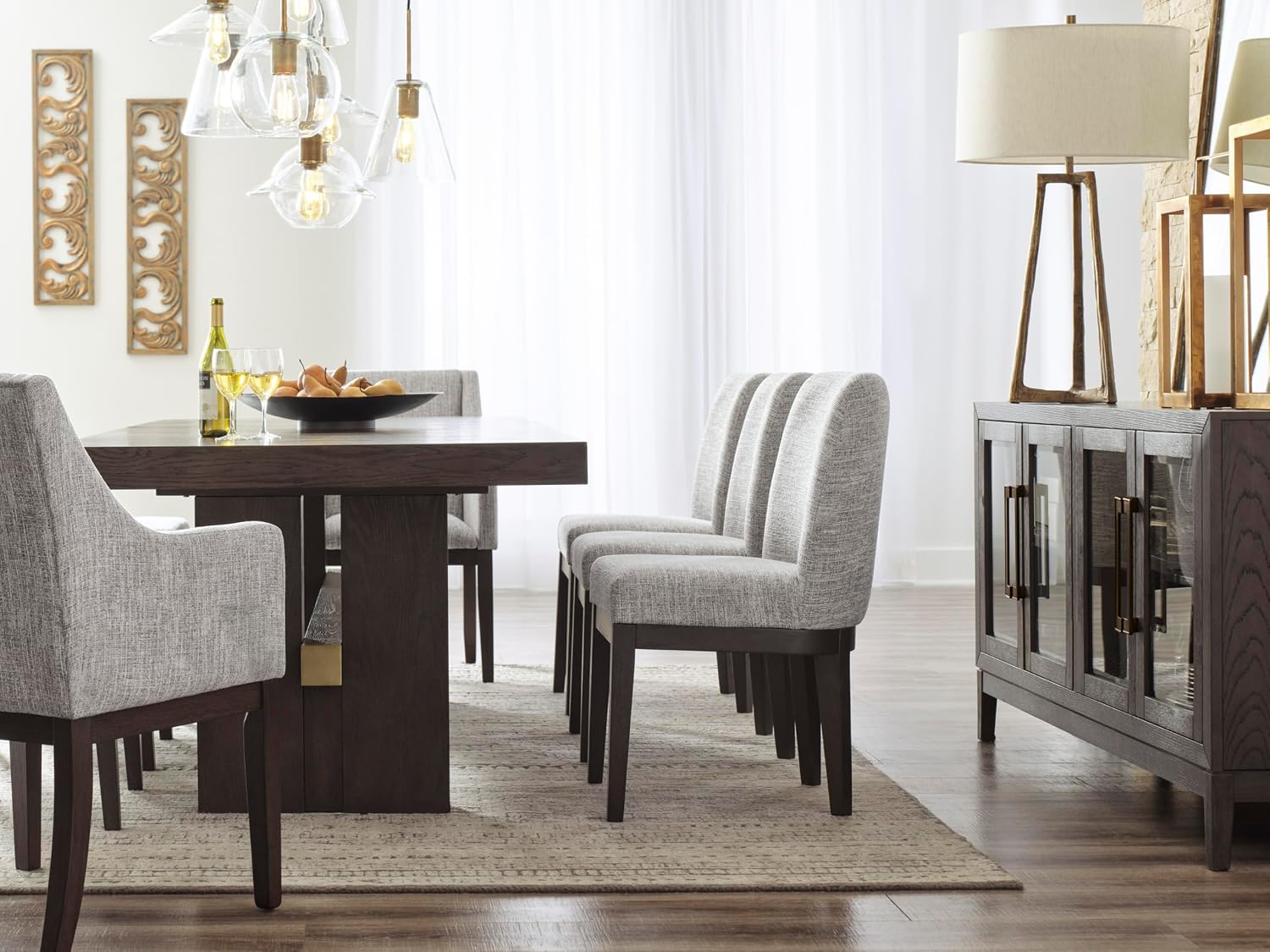 Signature Design by Ashley Burkhaus Traditional Dining Room Server with 2 Cabinets, Dark Brown