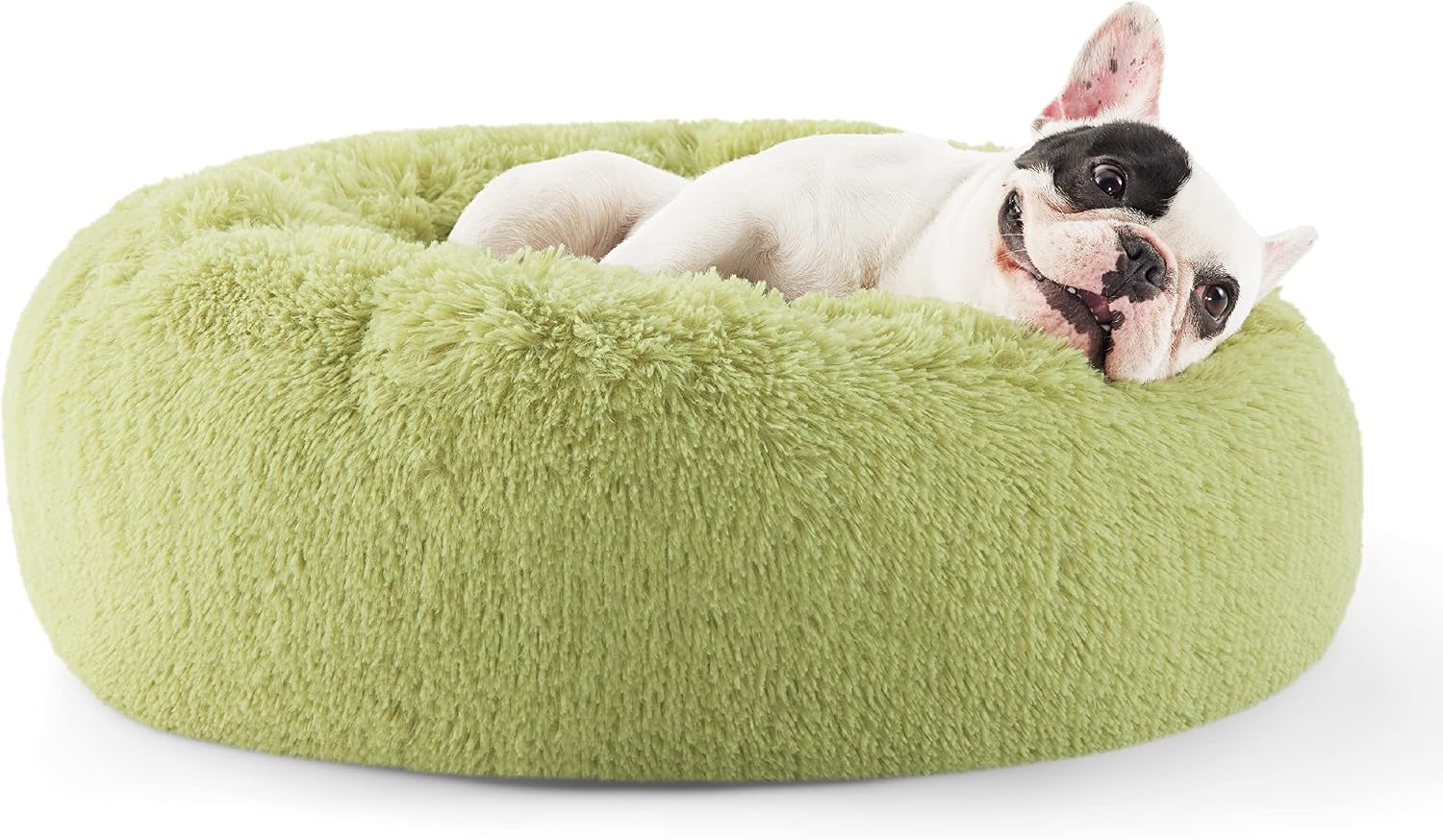 Bedsure Calming Dog Bed Medium Size Dog - Donut Washable Medium Pet Bed, 30 inches Anti-Slip Round Fluffy Plush Faux Fur Cat Bed, Fits up to 45 lbs Pets, Camel