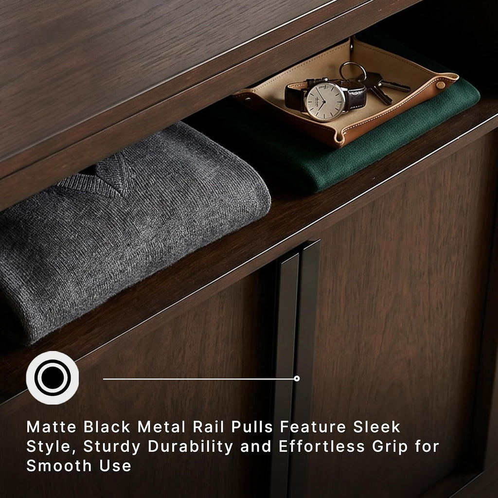 Signature Design by Ashley Yingden Dining Server, 60-Inch Sideboard Cabinet with Storage, Mango Wood Veneer, Buffet Table for Kitchen, Home Bar & Dining Room, Dark Brown