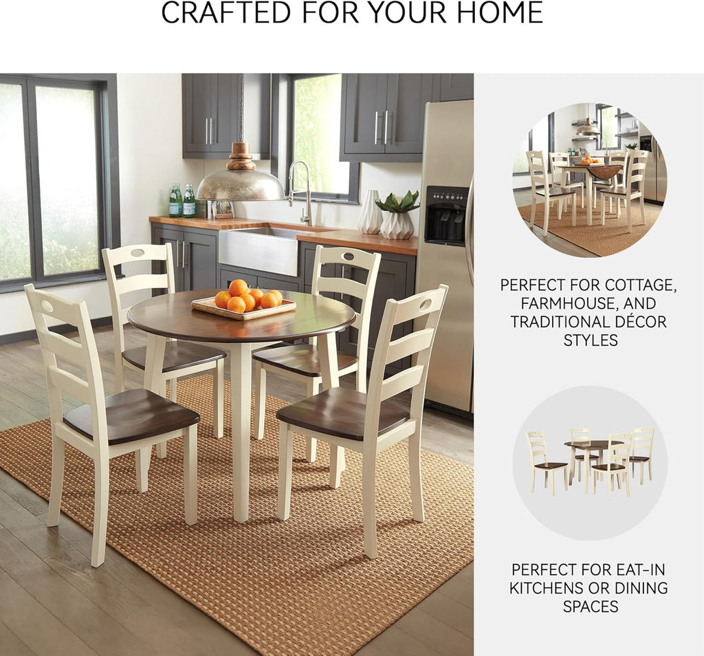 Signature Design by Ashley Woodanville 18" Cottage Ladderback Dining Chair, 2 Count, Cream & Brown