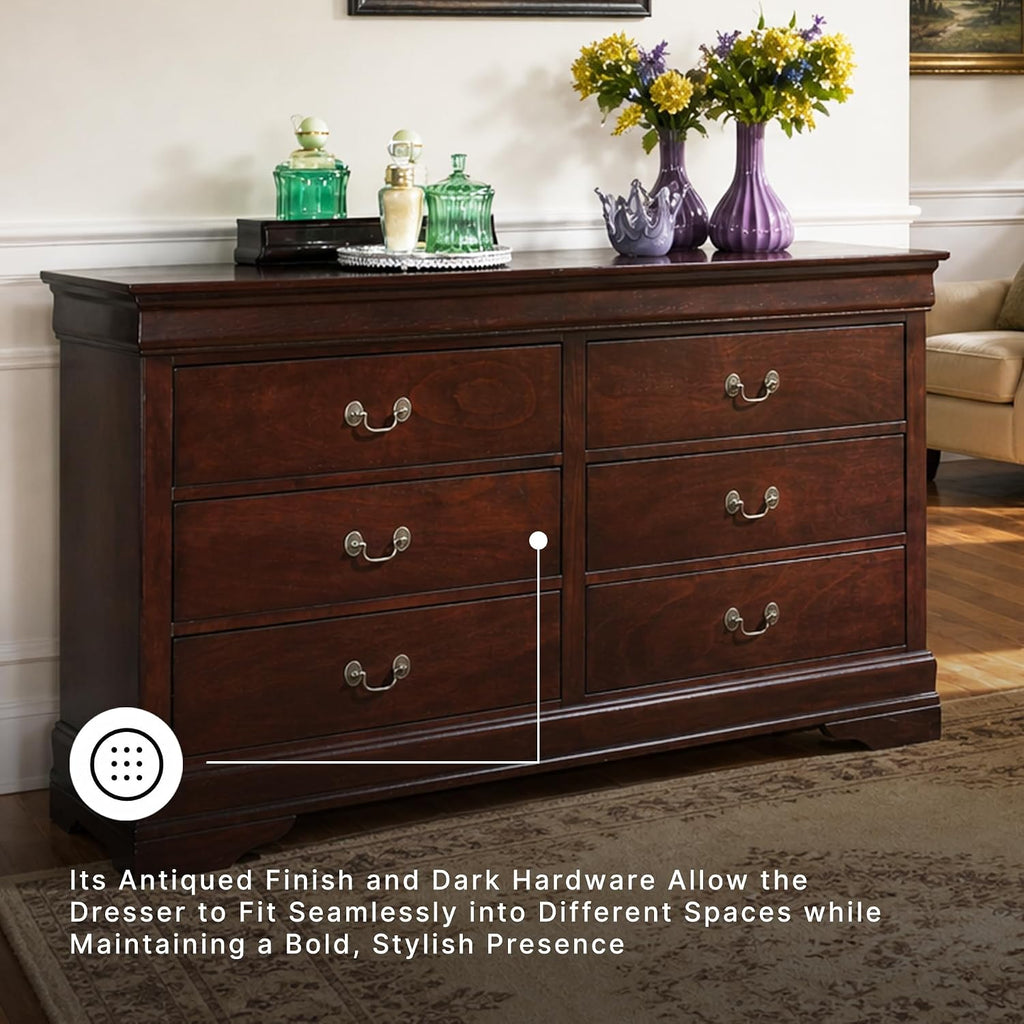 Signature Design by Ashley Alisdair Traditional 6 Drawer Dresser, Dark Brown