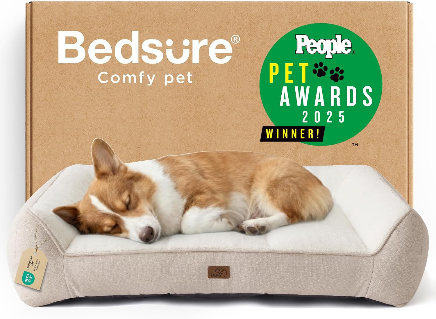 Bedsure SupportMax™ XL Orthopedic Dog Beds Large Sized Dog - Extra Thick Supportive Dogs Couch with Waterproof Washable Cover, Extra Large Comfort Pet Sofa with Soft Sherpa & Nonskid Bottom, Grey, 42"