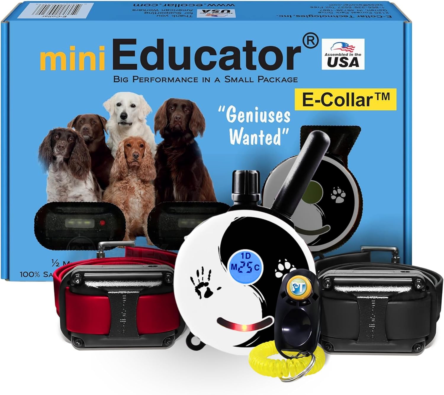Educator ET-300 Black Mini E Collar for Dog Training with Remote - 1/2 Mile Range, Waterproof, 100 Blunt Stimulation Levels, Tone or Vibration Mode, Night Light Tracking for Small, Medium & Large Dogs