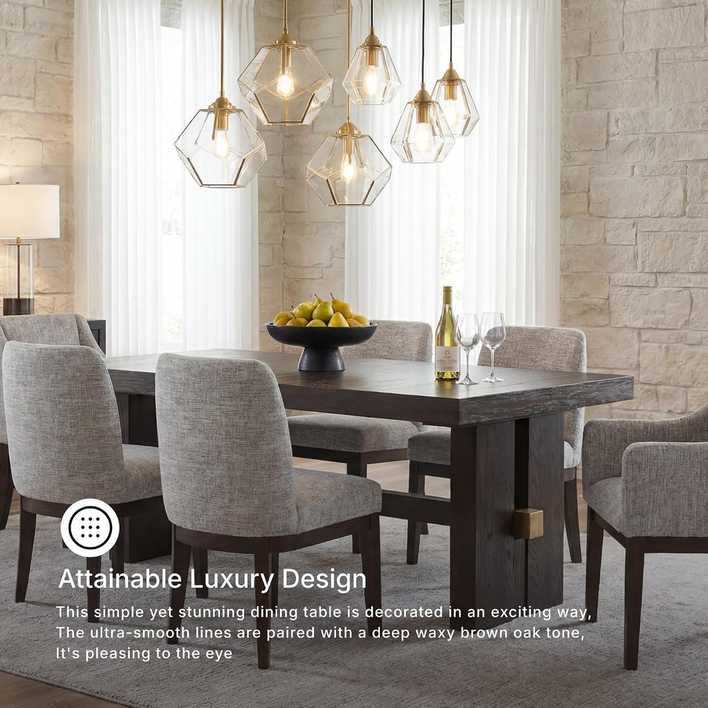 Signature Design by Ashley Burkhaus Rectangle Dining Room Extension Table, Removable Center Leaf, Seats up to 8, Wood, 40" W x 90" D x 30.25" H, Dark Brown
