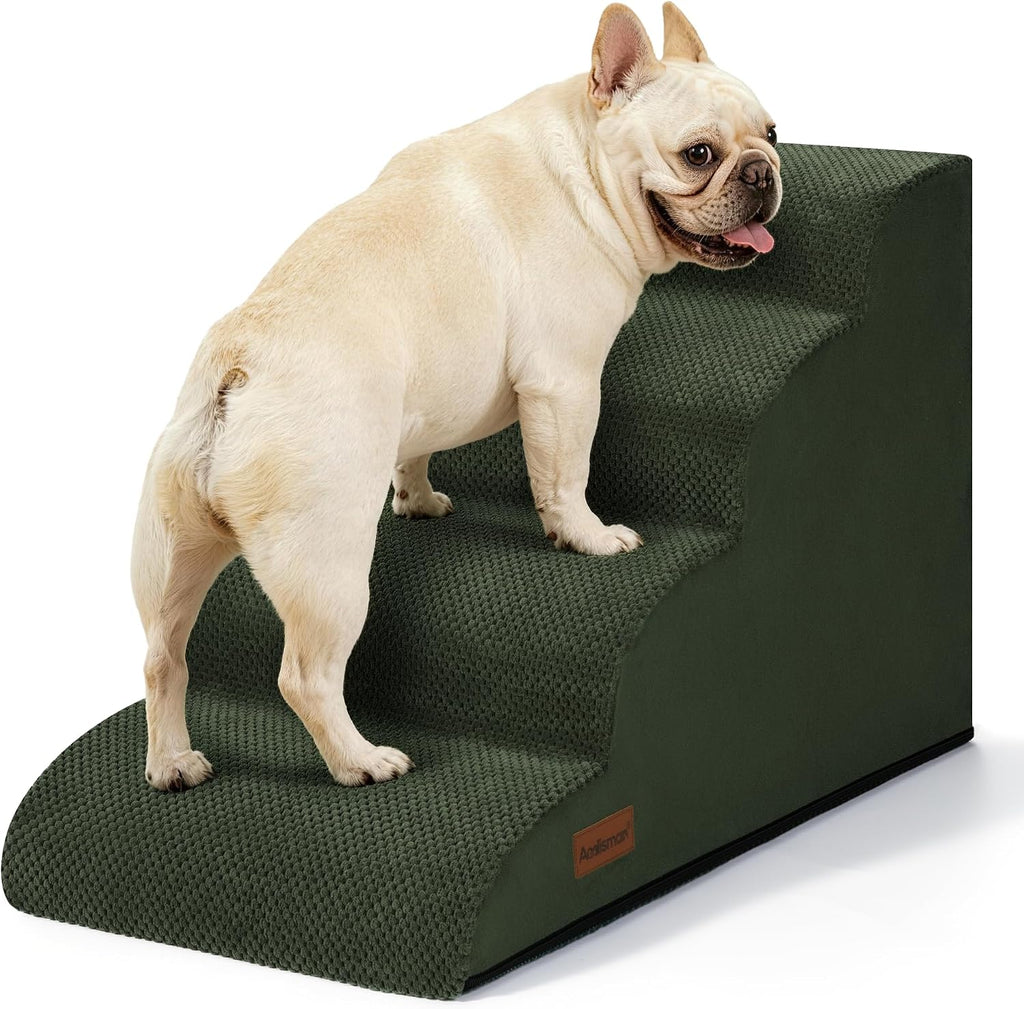 Aodisman Dog Stairs for Small Dogs,3 Step Dog Ramp for Couch and Bed,Pet Stairs with Non-Slip Bottom for Old Cats,Indoor Pet Steps,Comfort,Durable,15.4" H